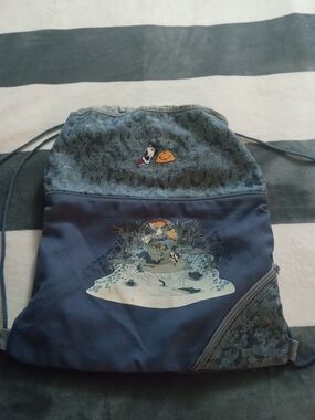 LOUIS Carneau Embroidered Blue Cartoon Bag Accent